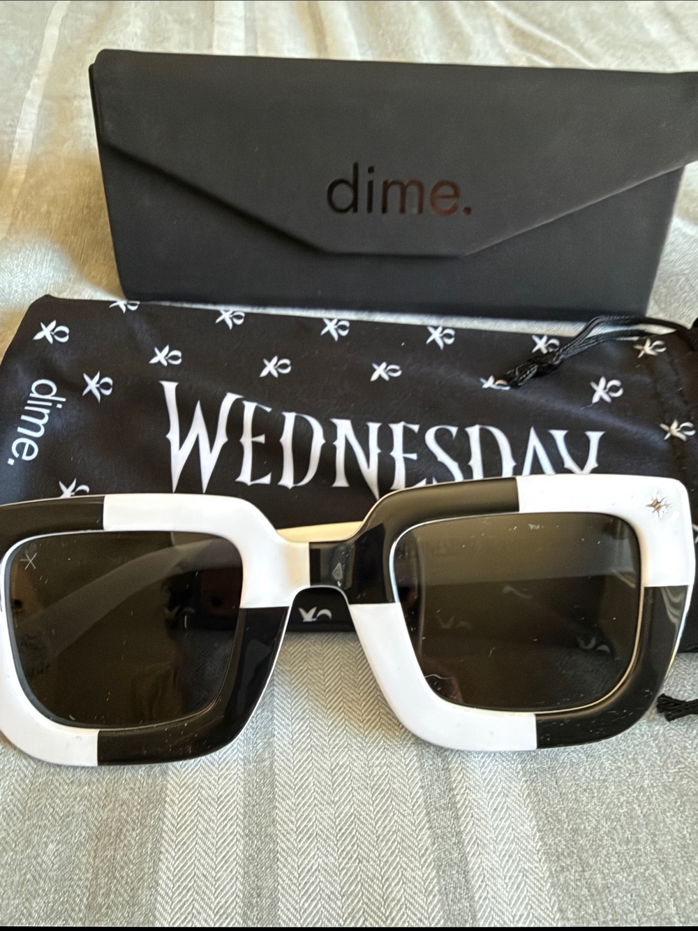 Dime. Wednesday Black and White Chunky Square Sunglasses